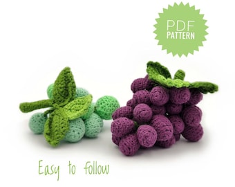 GRAPE Crochet Amigurumi Pattern PDF Crochet Play Food Amigurumi Food Easy Crochet Pattern Crochet Keychain Fruit Pattern Kitchen Decoration