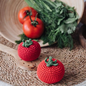 TOMATO Crochet Pattern PDF Amigurumi TOMATO pattern How to make a crochet tomato Play Food Tomato. Crochet vegetable pattern Play kitchen image 2