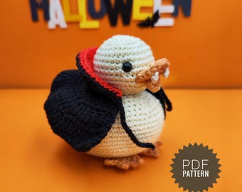 RUBBER DUCK VAMPIRE Crochet Pattern pdf - Crochet Rubber Duck. Crochet Toy Pattern. Halloween crochet pattern. Vlad Dracula. Vampire
