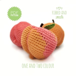 PEACH Crochet Pattern PDF - Crochet peach pattern. Amigurumi peach pattern. Crochet fruits patterns. Crochet play food. Amigurumi play food