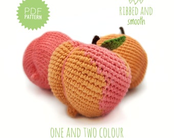 PEACH Crochet Pattern PDF - Crochet peach pattern. Amigurumi peach pattern. Crochet fruits patterns. Crochet play food. Amigurumi play food
