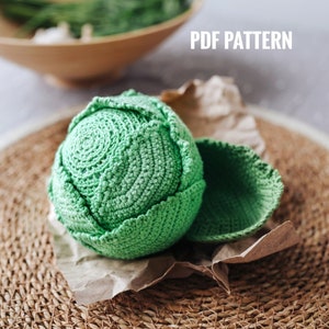 CABBAGE Crochet Pattern PDF - Crochet Cabbage pattern. Amigurumi cabbage pattern. Play Food Cabbage.  Crochet food pattern.
