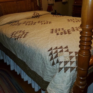 Diamond Facet, Brown Homemade Quilt