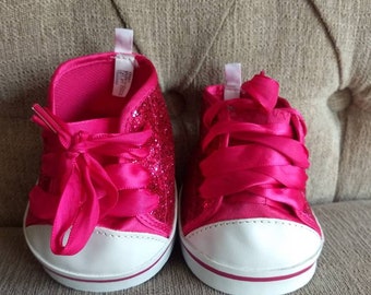 hot pink glitter sneakers