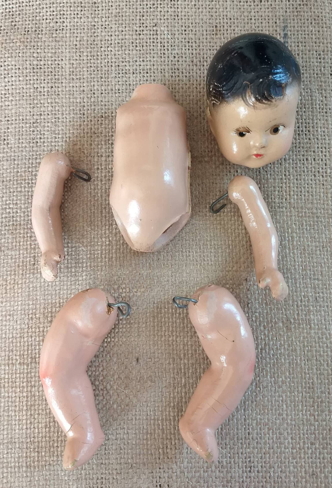 Vintage Composition doll Parts With dress. Composite doll Etsy