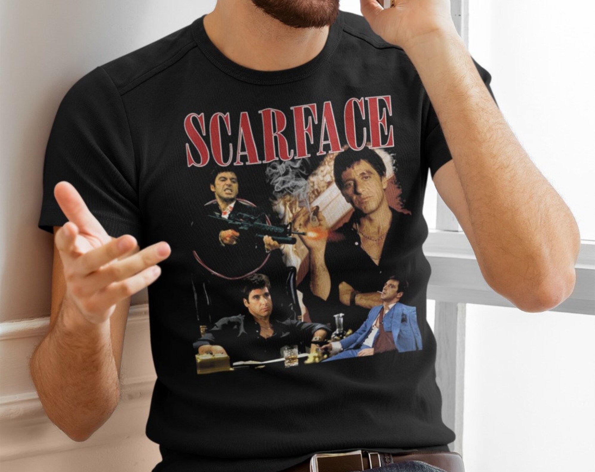 Scarface Tony Montana Sitting Portrait Logo T-Shirt