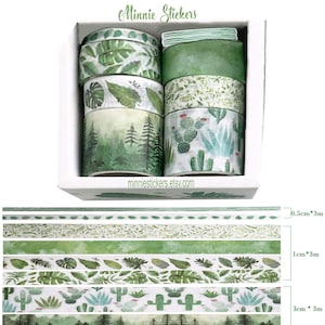 Feuilles vertes Washi, Forrest et Mountain Washi, Cactus Washi, Tropical Leaf Washi Tape, Green Washi, Planner, Journal, Papeterie, MS-28