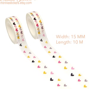 Pastel Hearts Washi, Hearts Washi Tape, Scrapbook Diary Planner Journal Washi Tapes MS-187