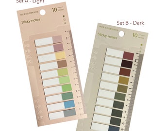 Aesthetic Sticky Tabs with Ruler, Index Tabs, Bookmarks, Flag Sticky Notes, Planner Journal Note Tabs MS-424