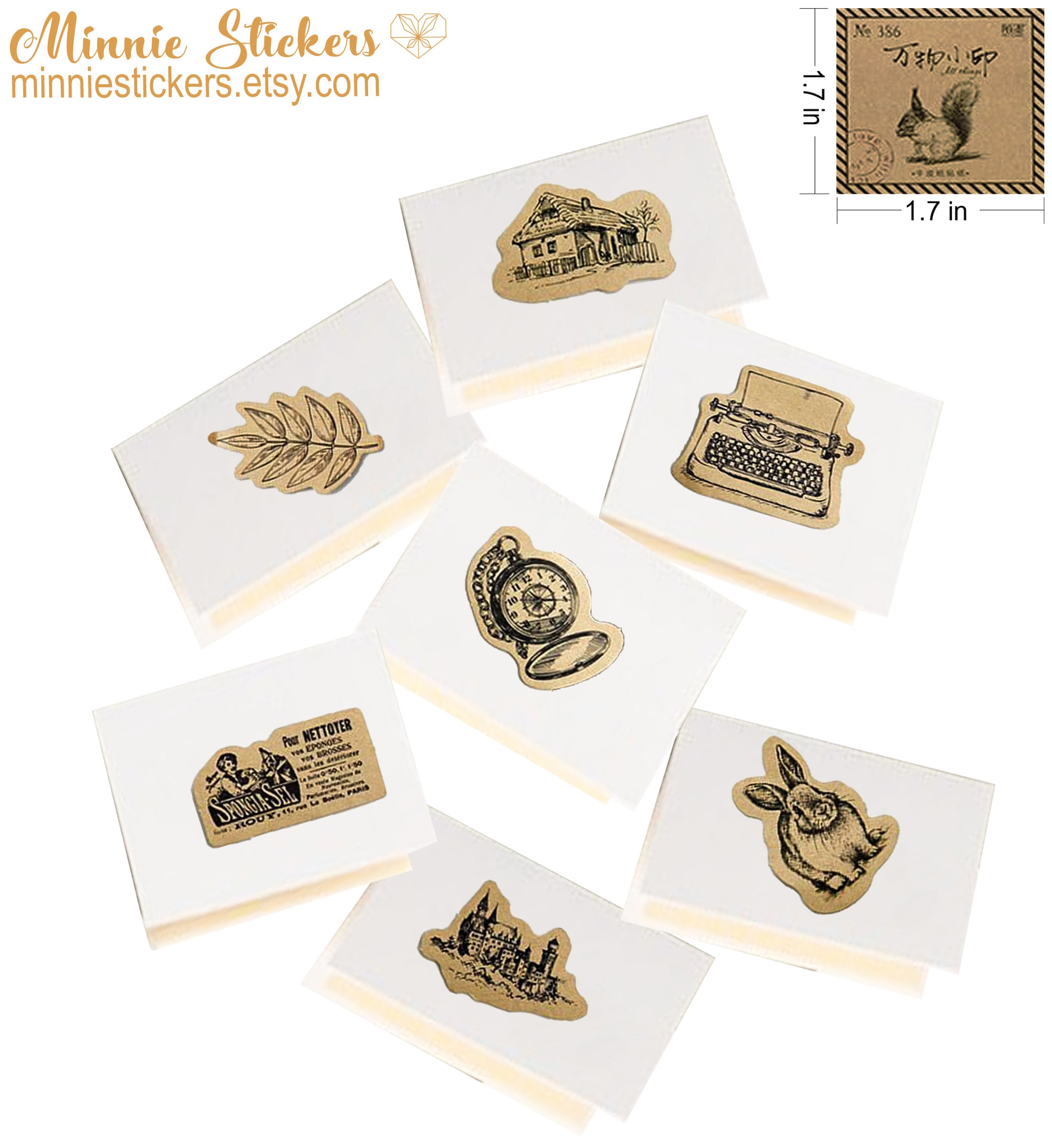 46pcs Vintage Stickers, English Word Stickers Pack, Japan Stickers