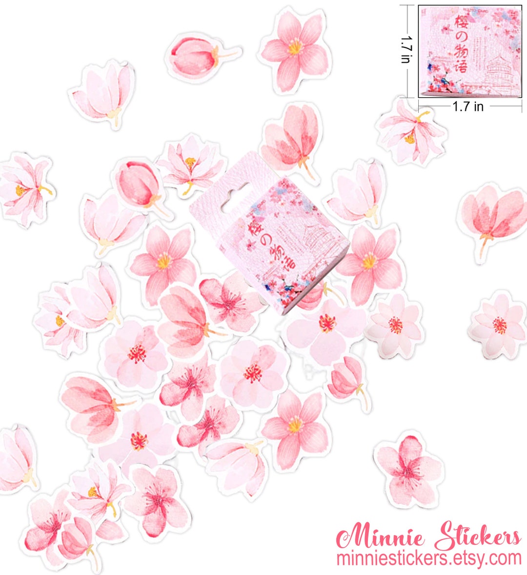 45pcs Cherry Blossom Stickers Set, Spring Floral Stickers, Pink Planner ...