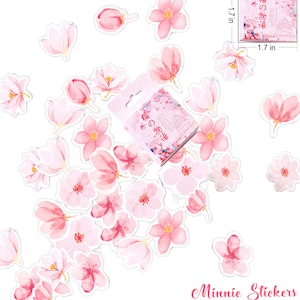 45 Stück Kirschblüten Sticker Set, Frühling Florale Sticker, Pink Planner Sticker, Japanische Sakura Sticker, Planer Sticker, Journal MS-52