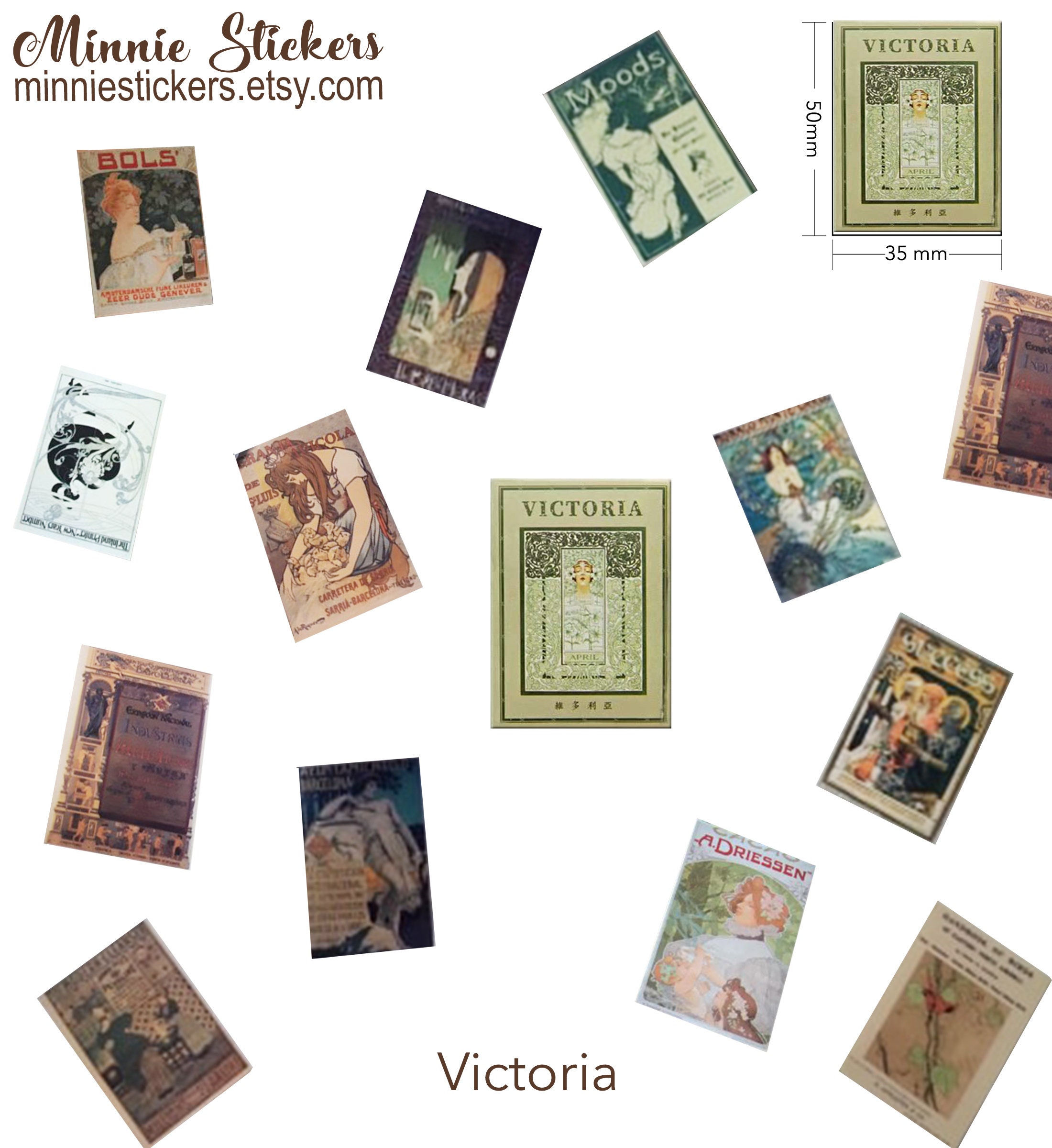 Retro Mini Sticker 100pcs/box Mini Card Stickers Vintage Stickers Art and | Etsy