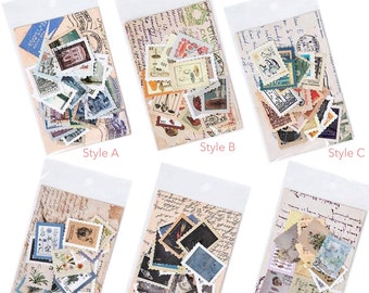 46 st. vintage-klistermärkespaket, dekorativa collagestämpelklistermärken, klistermärken för dagbok, scrapbooking, planerare, journal, MS-132