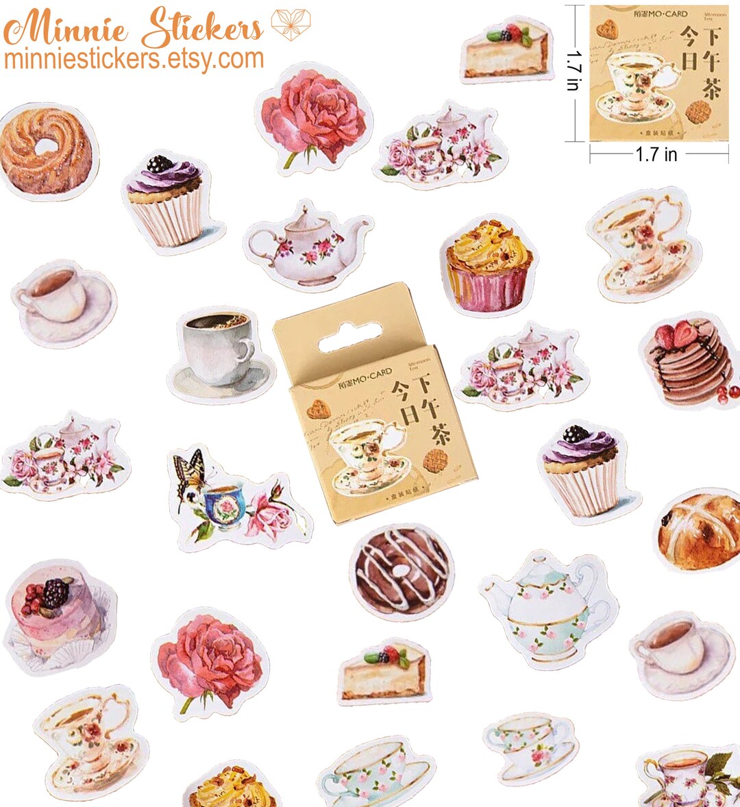 Sticker For Tea 46pcs Muffin and Tea Stickers, Tea Stickers Pack, Food Stickers ...