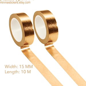 Gold Washi Tape, Mettalic Washi Tape, Kawaii, Copper Washi Tape, Decorative Tape, Bujo, Planner, Scrapbook, Journal Accessories MS-39