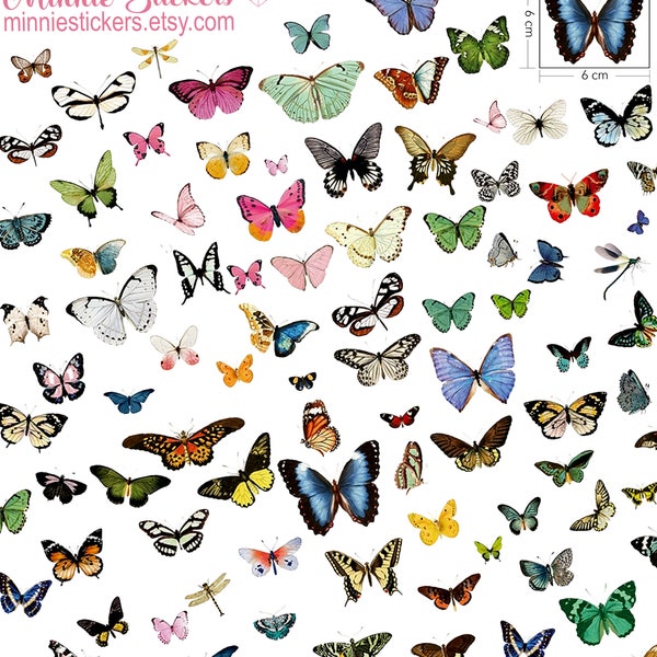 80pcs Butterfly Stickers,  Die Cut Textured Stickers Pack, Scrapbook Planner Journal Stickers MS-194