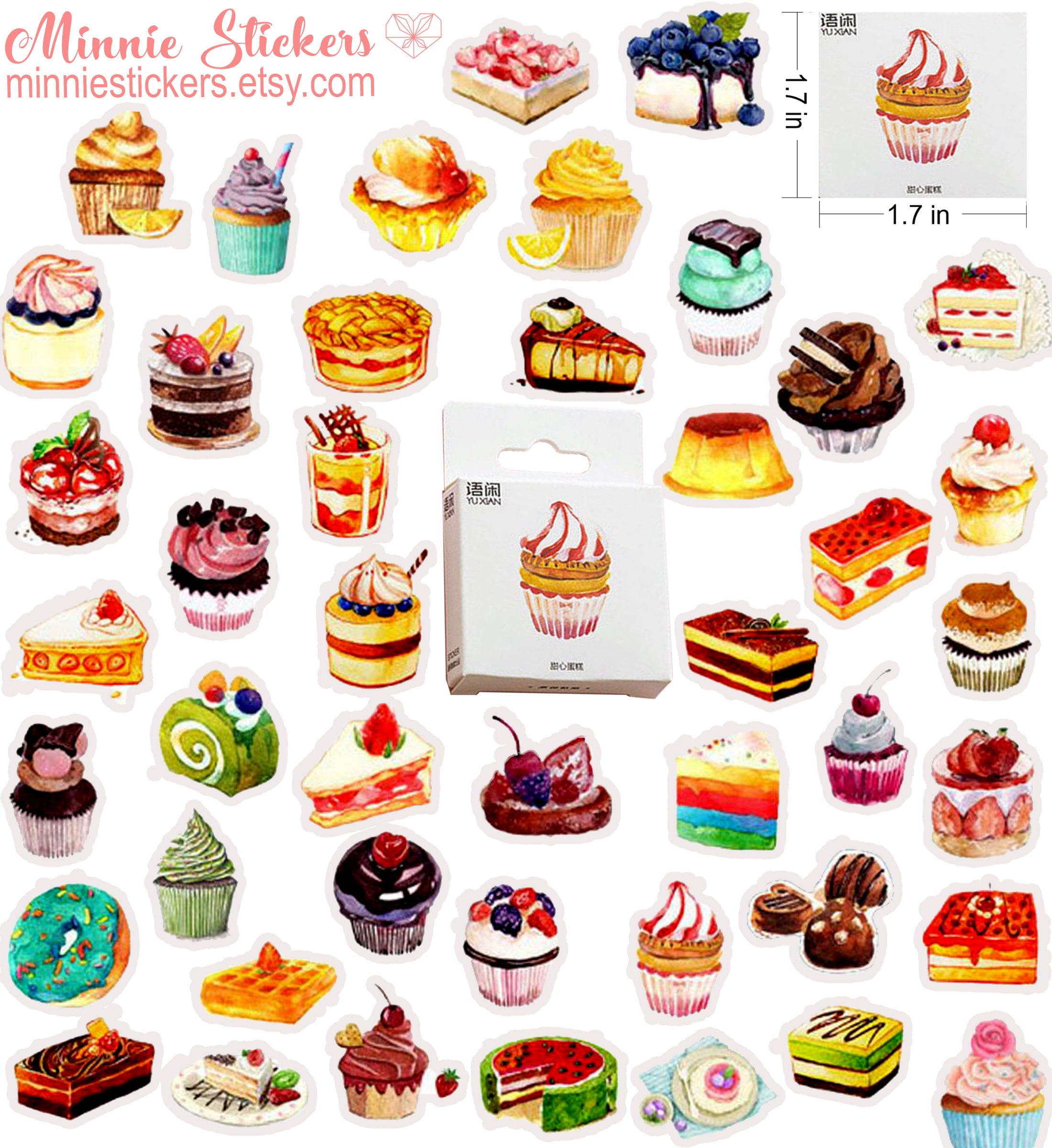50pcs Cake Stickers Colourful Mini Cake Stickers Scrapbook - Etsy UK