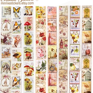 切手和紙テープ、昆虫、森、ベリー、キノコ、花、木、古いライト、レトロステッカー、スクラップブック、プランナー、ジャーナル MS-122