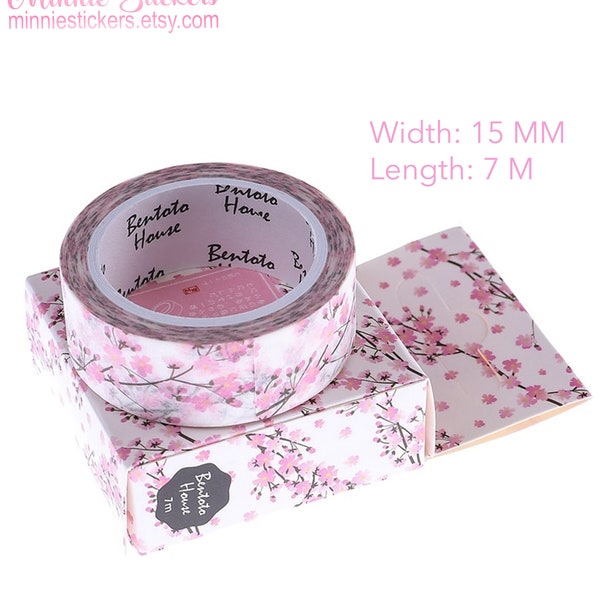 Romantic Floral Washi Tape, Pink Cherry Blossom Washi, Pink Shabby Chic Washi, Sakura Planner Washi, Kawaii, Japanese Decorative Tape MS-41