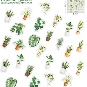 Green Plant Stickers, Kawaii Stationary, Sticker Flakes, Scrapbook Sticker, Planner Sticker, Journal Sticker, 45 pcs, Plant Stickers, MS-7