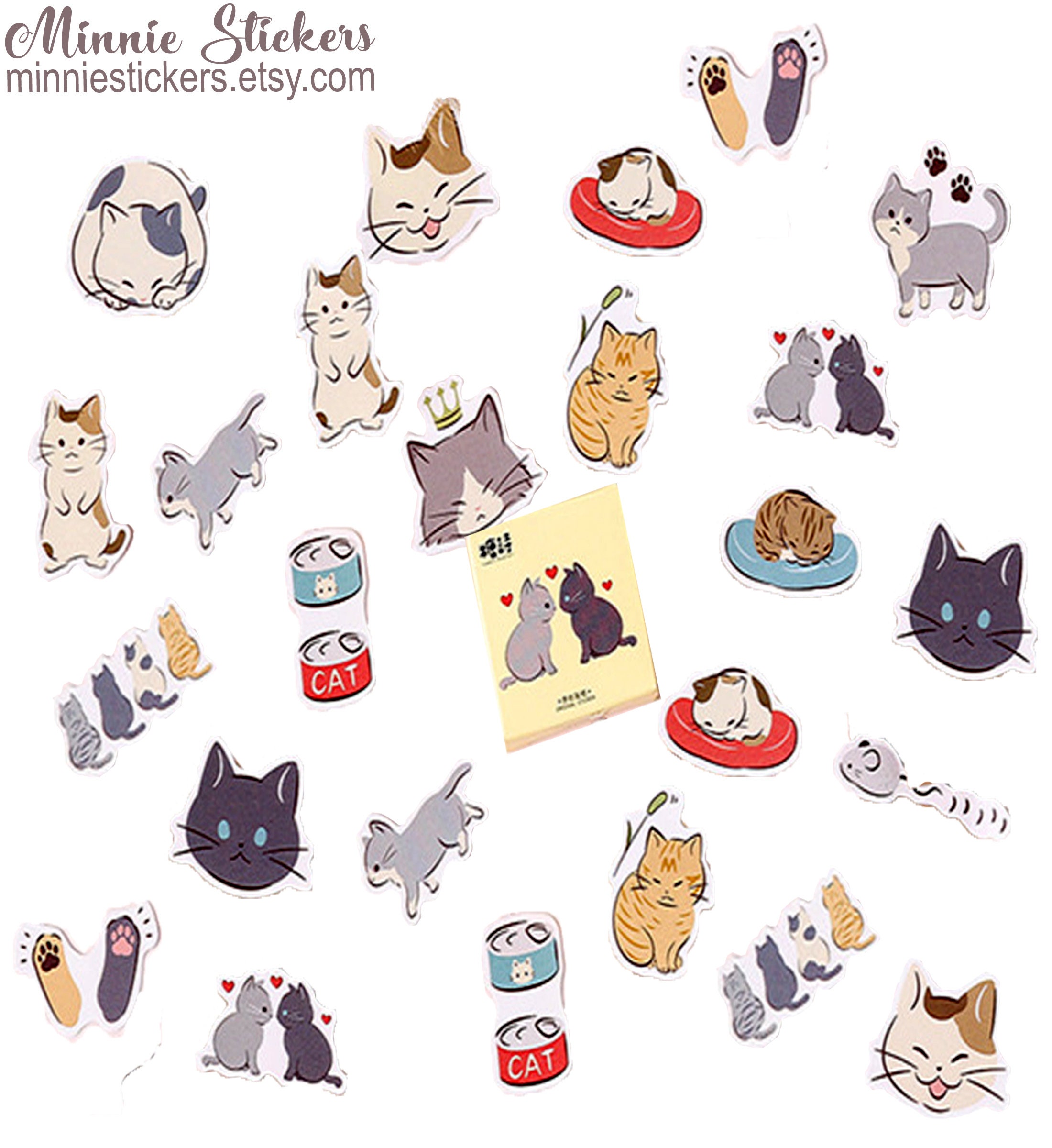 45pcs Kawaii Cute Black Cat Stickers Bullet Journal Decorative Scrapbooking  DIY