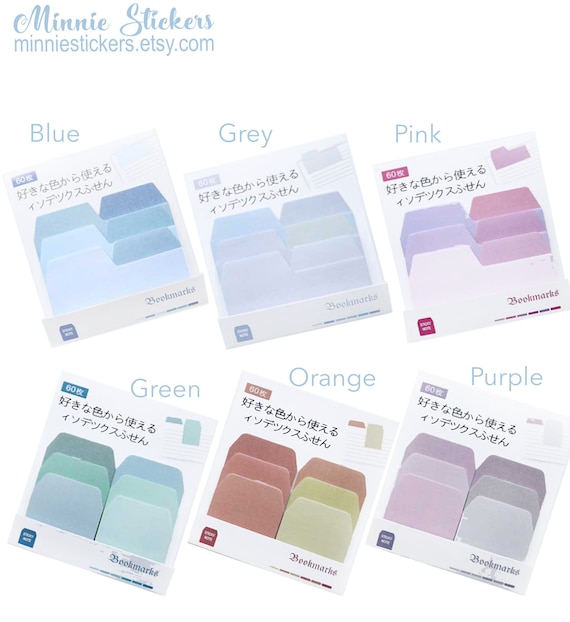 Pastel Color Sticky Tabs, Index Tabs, Memo Pad, Pastel Stationery, Page Bookmarks, Planner Tabs, Office Sticky Pad, Study Aid, Journal MS-66