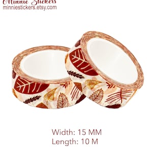 Forest Autumn Leaves Washi Tape, Fall Washi, Leaves Washi, Autumn Washi Tape, Planner & Journal Accessories, Office Supply, MS-83