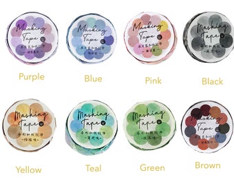 Colourful Dots Washi Tape, Memo Dot Washi Tape, Watercolour Washi, Round Washi, Sticker Roll, Scrapbook, Planner, Journal MS-115