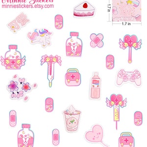 46pcs Kawaii Pink Sticker Set, Cute Girl Pink Stickers, Cute Sticker Set, Planner, Journal, Diary Stickers MS-100 image 3