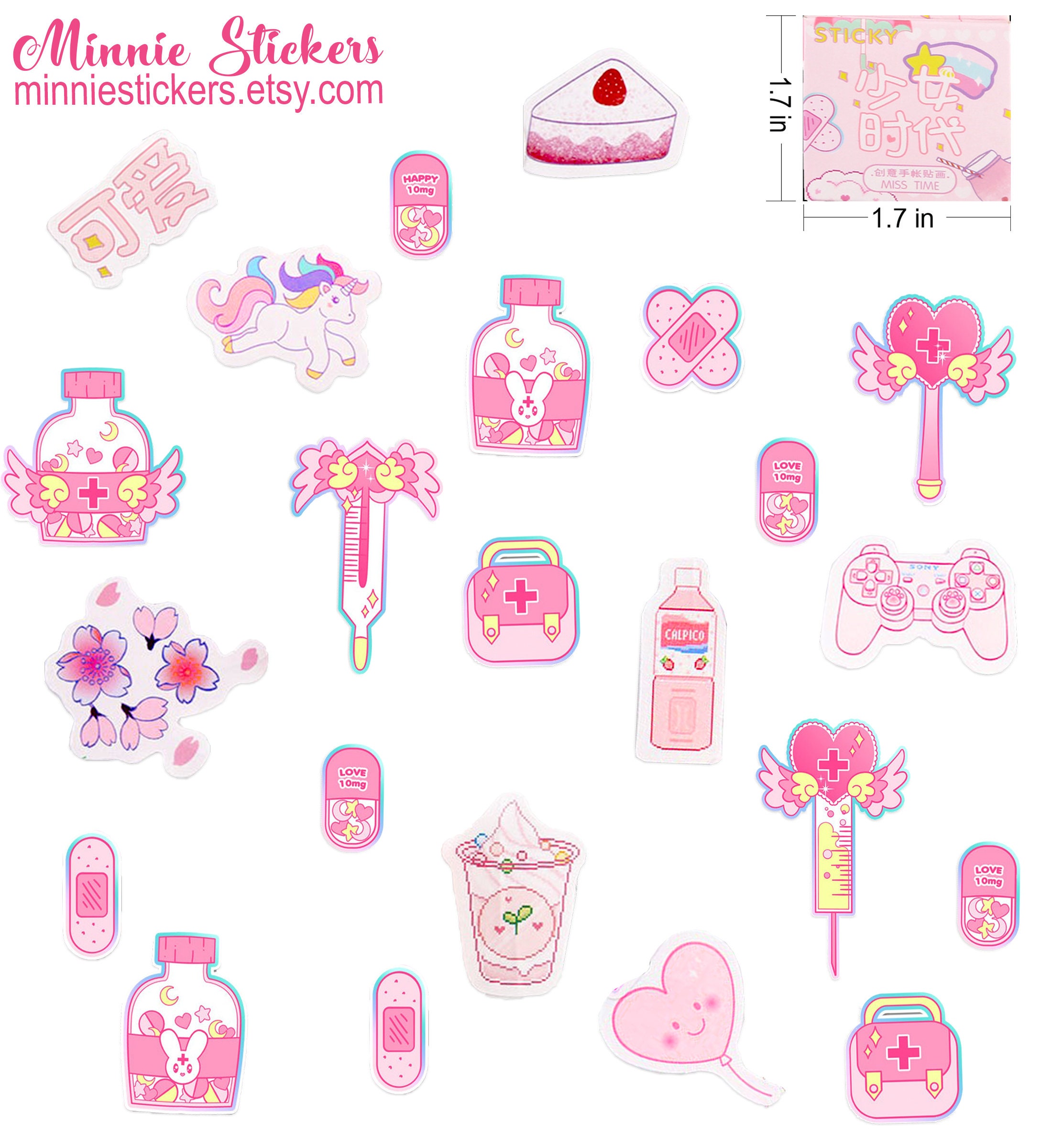 Pink Kawaii Cute Scrapbook Journal Stickers Japanese Style Diary Craft Art  46pcs