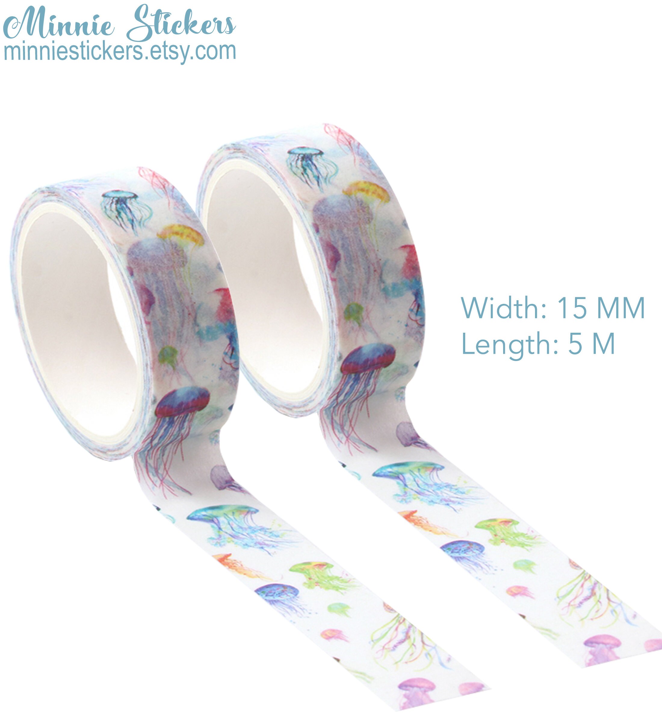 Colorful Jellyfish Washi Tape Jellyfish Washi Tape Childrens Etsy