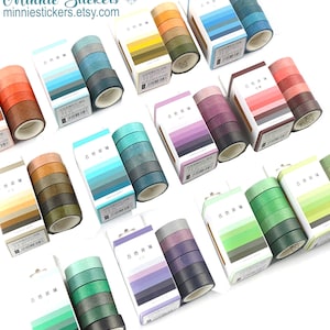 6pcs / set Colourful Washi Tape, Cute Solid Color Washi, Diary, Scrapbook, Planner, Journal MS-117