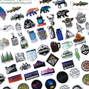50pcs VINYL Nature Camping Stickers, Waterproof Adventure Stickers, Outdoor Stickers, Car Bike Toy Laptop Suitcase Phone Stickers MS-245