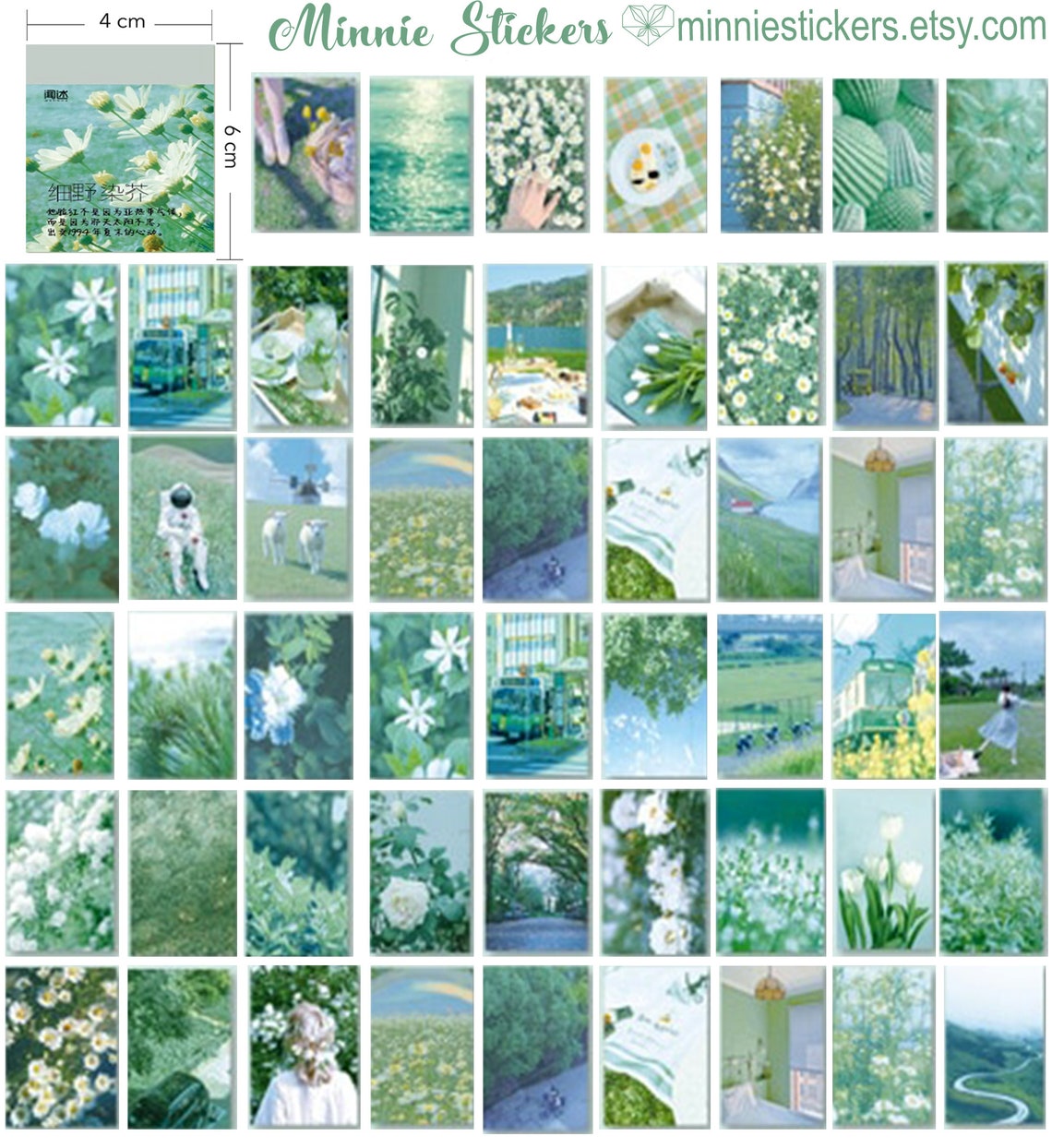 50pcs Beautiful Scenery Stickers Flower Stickers Plant Etsy