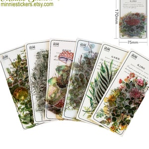 40 Stück Vintage Vinyl Blumen Sticker, Vinyl Sticker Pack, Pflanzen Sticker, Tagebuch, Scrapbook, Planer, Journal MS-113