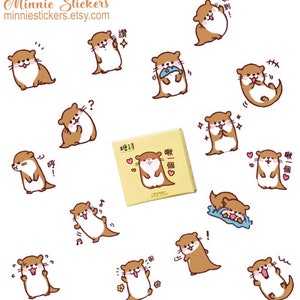 45pcs Otter Sticker Set, Seal Stickers, Animal Stickers, Cute Sticker, Sticker Flakes, Planner Sticker, Scrapbook, Diary, Journal MS-92