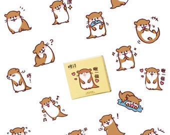 45pcs Otter Sticker Set, Seal Stickers, Animal Stickers, Cute Sticker, Sticker Flakes, Planner Sticker, Scrapbook, Diary, Journal MS-92
