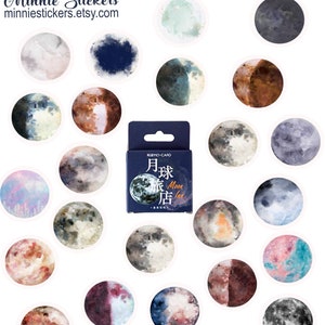 Moon Phases Stickers Set, Moon View Stickers, Galaxy Stickers, Space Stickers, Nebula Stickers, Scrapbook, Planner Journal Stickers MS-97