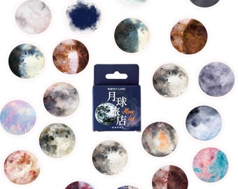 Moon Phases Stickers Set, Moon View Stickers, Galaxy Stickers, Space Stickers, Nebula Stickers, Scrapbook, Planner Journal Stickers MS-97