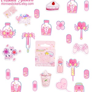 46pcs Kawaii Pink Sticker Set, Cute Girl Pink Stickers, Cute Sticker Set, Planner, Journal, Diary Stickers MS-100 None