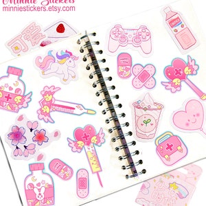 46pcs Kawaii Pink Sticker Set, Cute Girl Pink Stickers, Cute Sticker Set, Planner, Journal, Diary Stickers MS-100 image 4