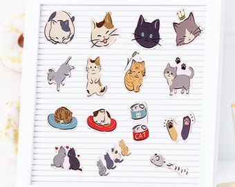 Cartoon Kitty Stickers, Cute Cat Stickers, Funny Cat Stickers, Kawaii  Animal Stickers, Cat Lover Gift, Kitten Planner Journalstickers, MS-71 