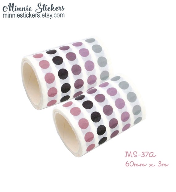 Modern Circles Washi Tape in Black and White - Art Deco Dots - Paper Tape  Great for Scrapbooking Paper Crafts and Decorations 15mm x 10m
