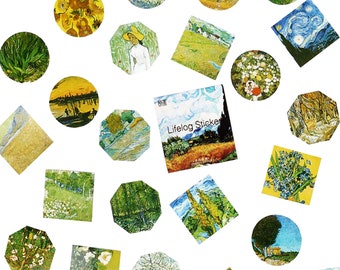 45pcs Van Gogh Stickers, Classic Stickers Pack, Painting Stickers, Travelers Stickers, Diary, Scrapbook, Planner, Journal MS-106