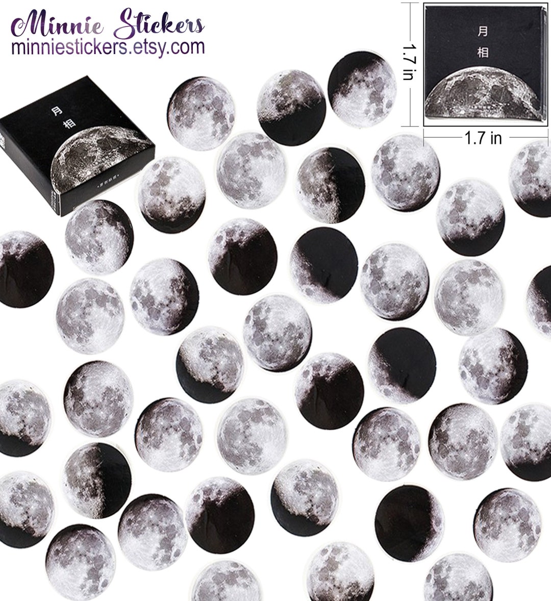 Moon Sticker Set, Space Stickers, Moon Stickers, Moon Phase Stickers ...
