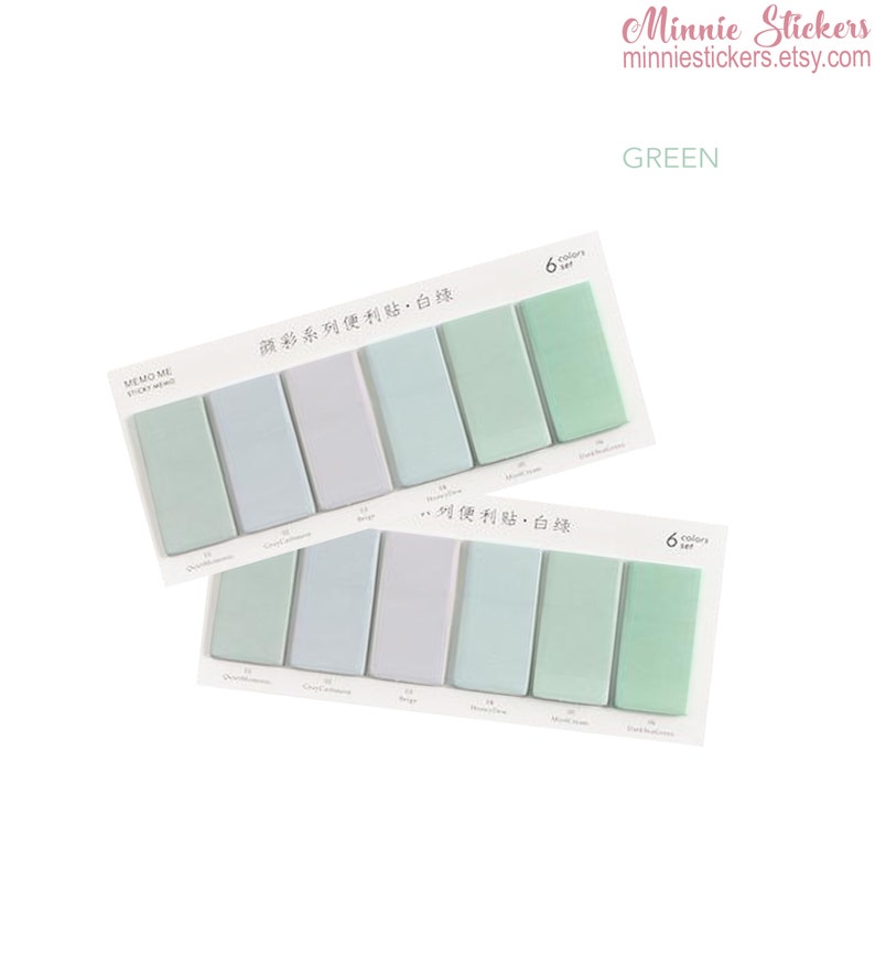 6 Color / Set Pastel Color Index Tabs Memo Pad Memo Sticky Etsy