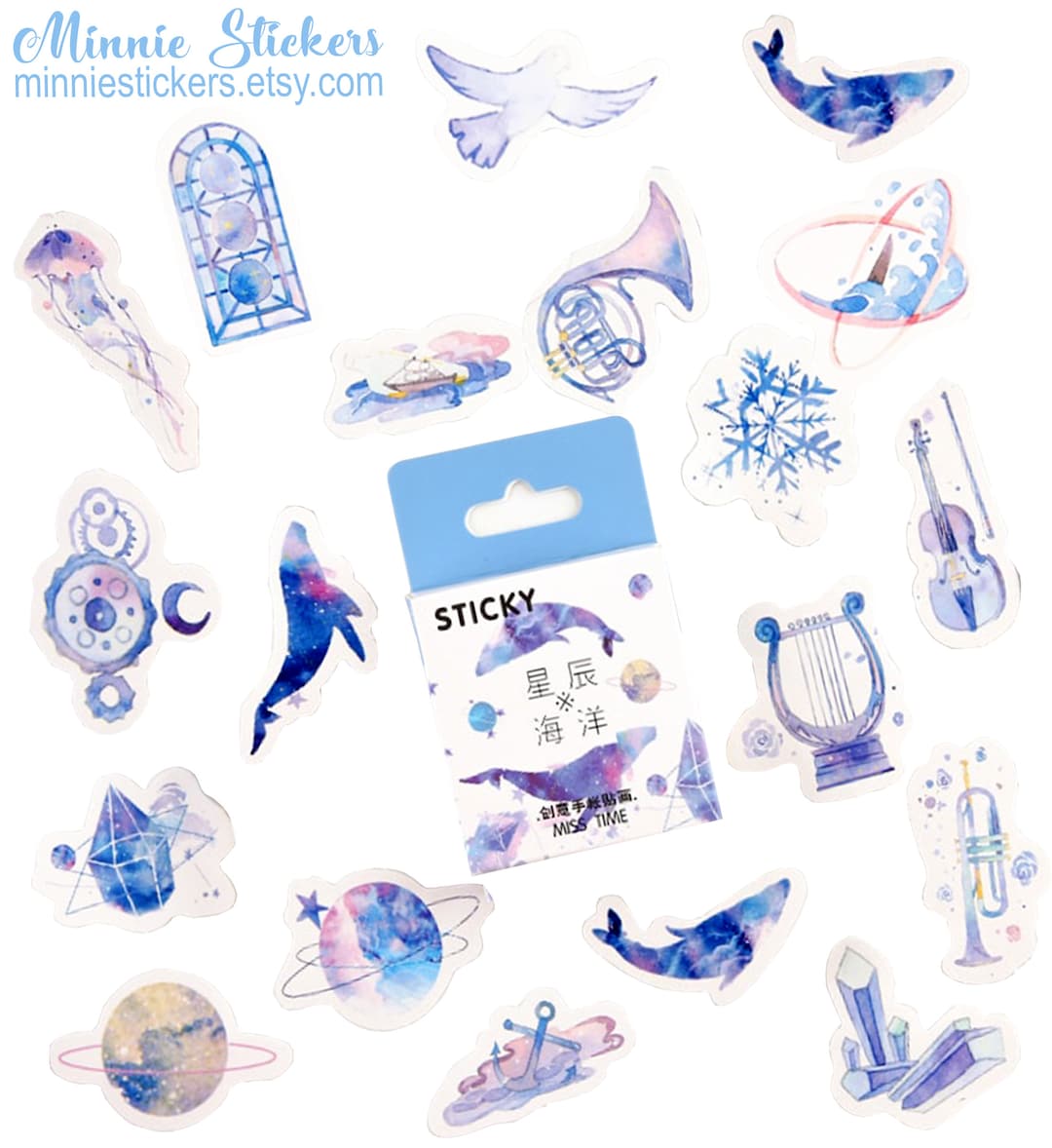 46pcs Purple Aesthetic Stickers, Cute Purple Stickers, Planner Diary ...