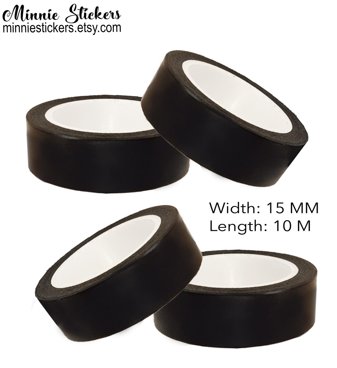 Solid Black Colour Washi, Matt Black Washi Tape, Black Tape, Bullet