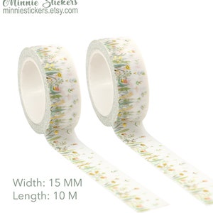 Spring Flower Washi Tape, Meadow Flower Washi, Wildflower Washi Tape, Gold Foil Washi Tape, Planner Accessories, Journal Accessories MS-47